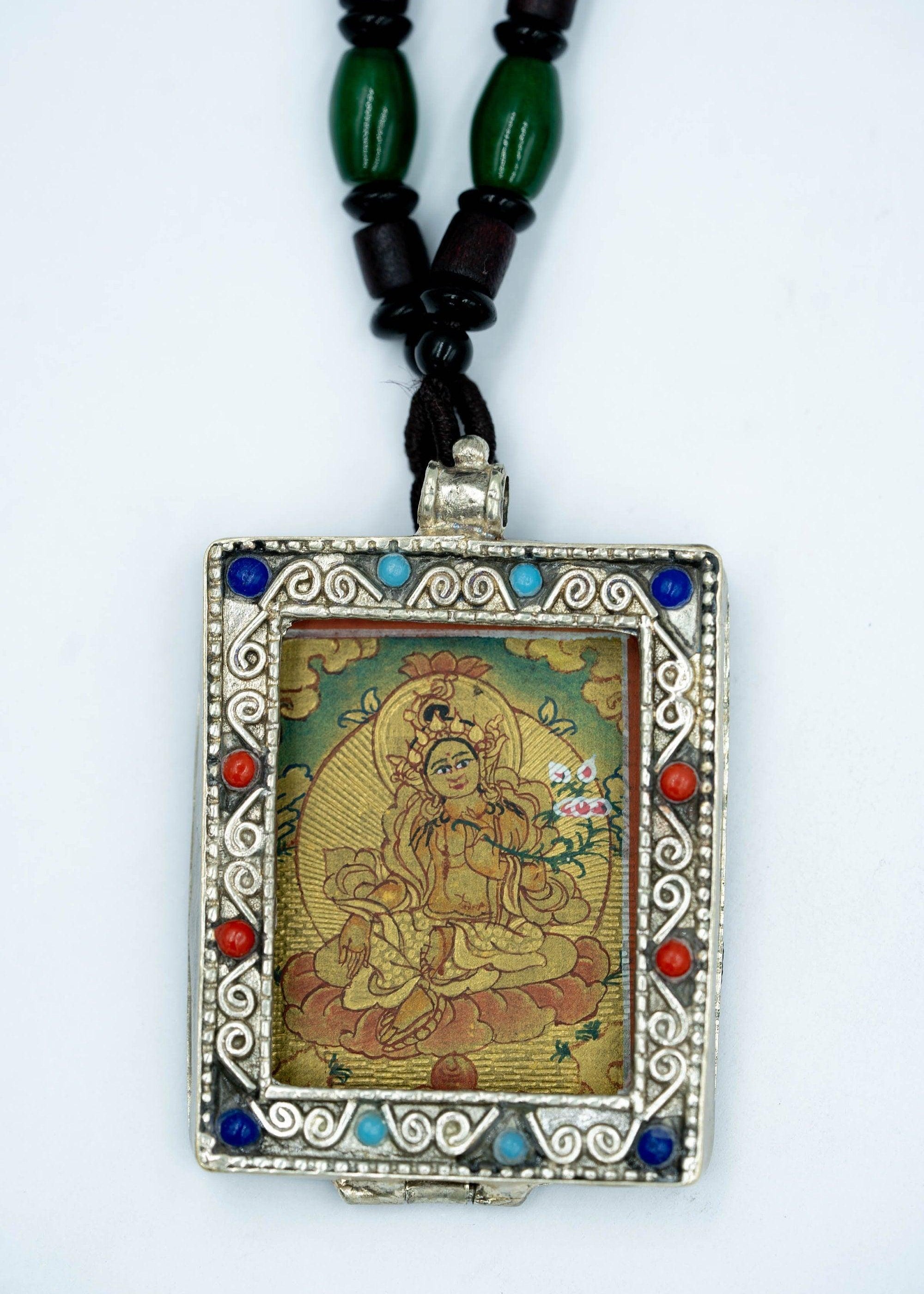 Green Tara ( Deity of Compassion ) Ghau Thangka - Himalayas Shop