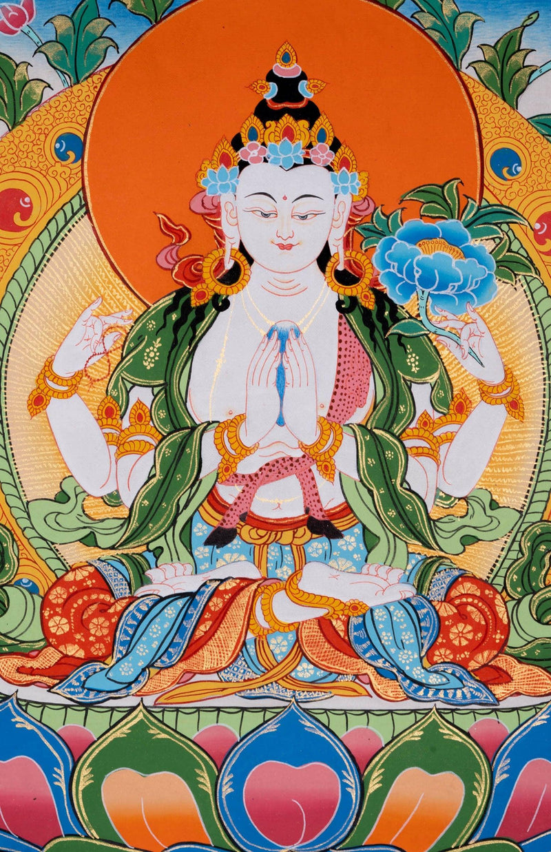 Chengresi Bodhisattva Thangka Painting - Himalayas Shop