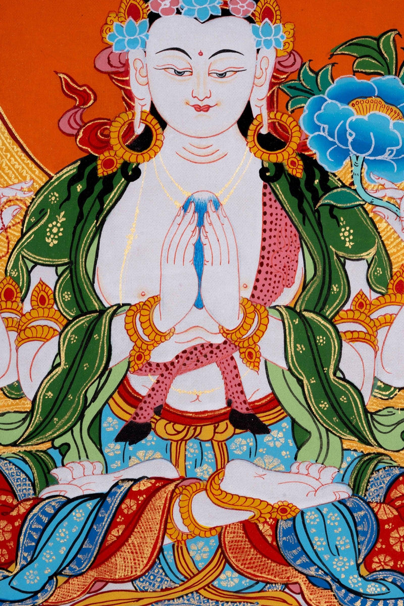 Chengresi Bodhisattva Thangka Painting - Himalayas Shop