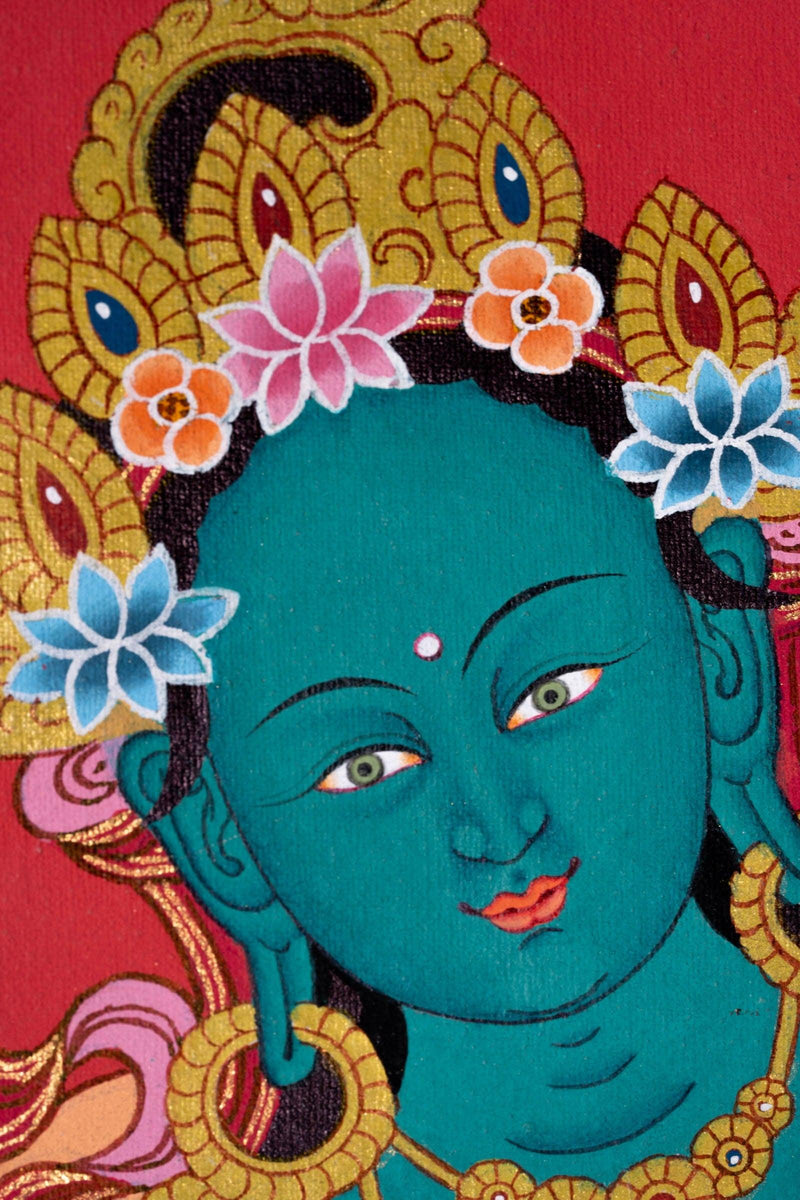 Green Tara Thangka Painting - Himalayas Shop