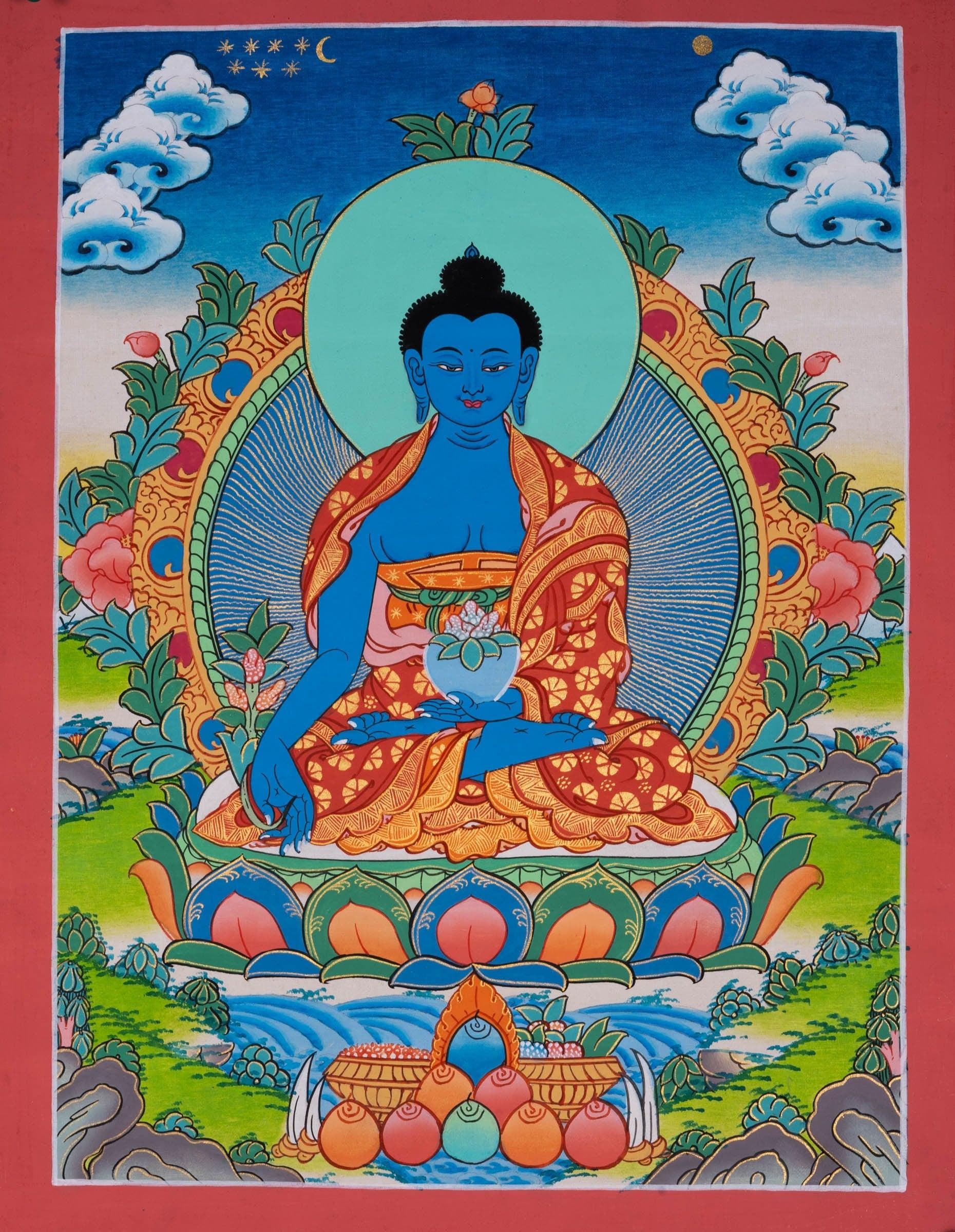 Medicine Buddha Thangka Painting - Himalayas Shop