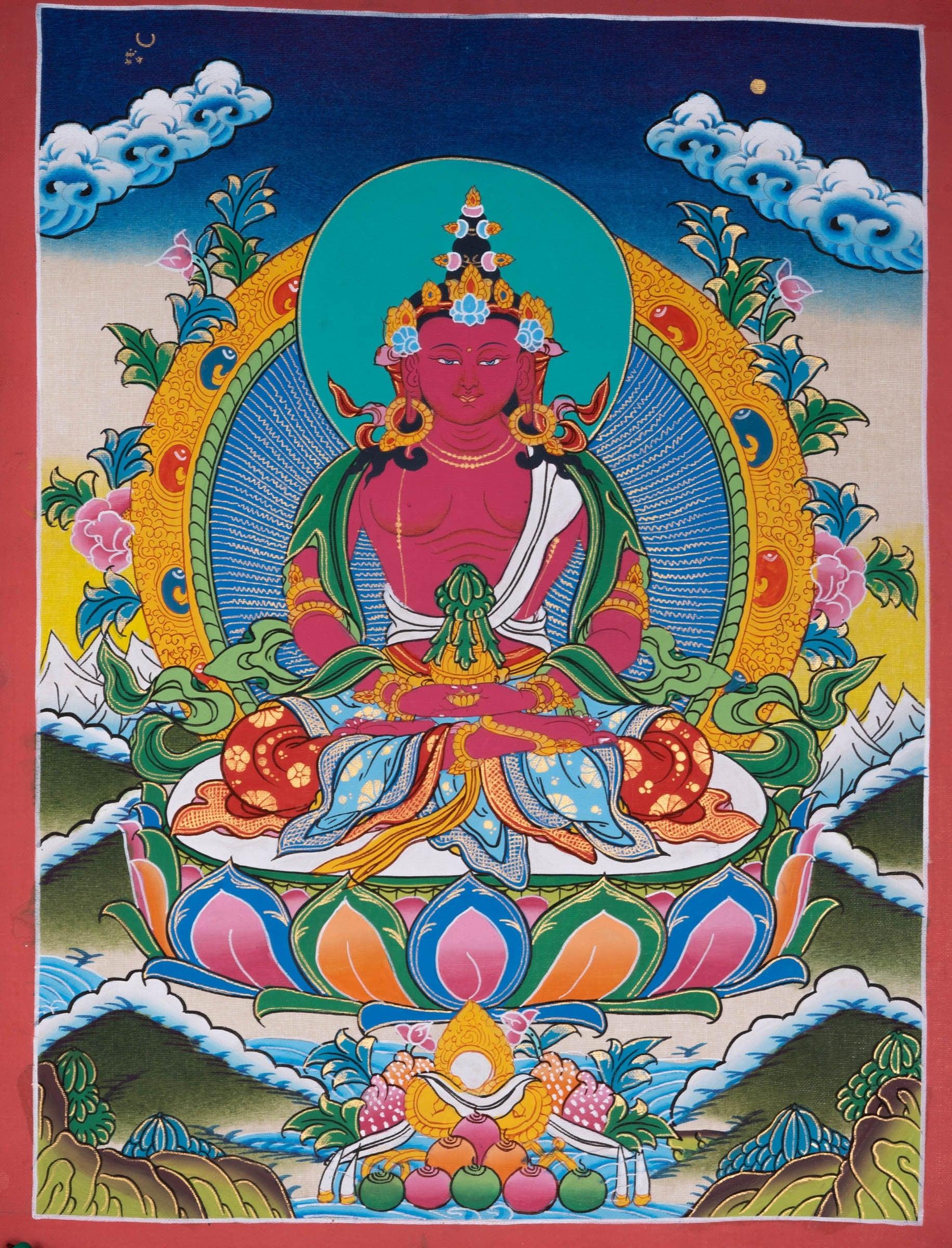 Amitayus Buddha Thangka Painting