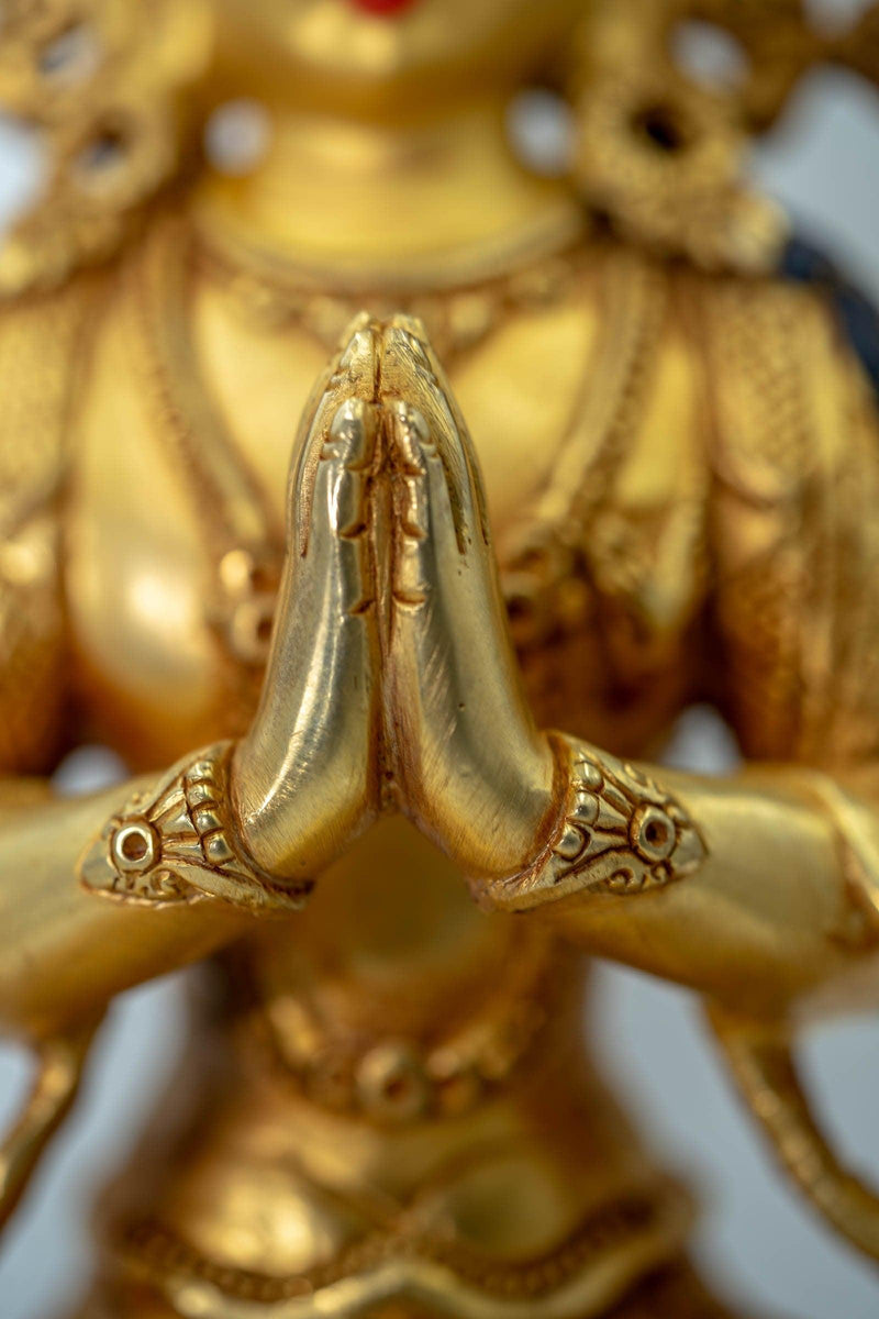 Chenrezig Bodhisattva Gold Plated Statue - Himalayas Shop
