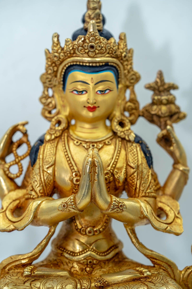 Chenrezig Bodhisattva Gold Plated Statue - Himalayas Shop