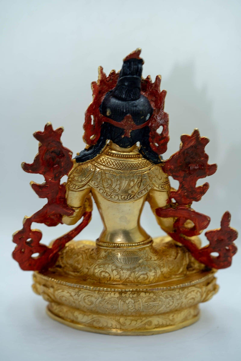 Handcrafted Green Tara Statue with Gold Plating - Himalayas Shop