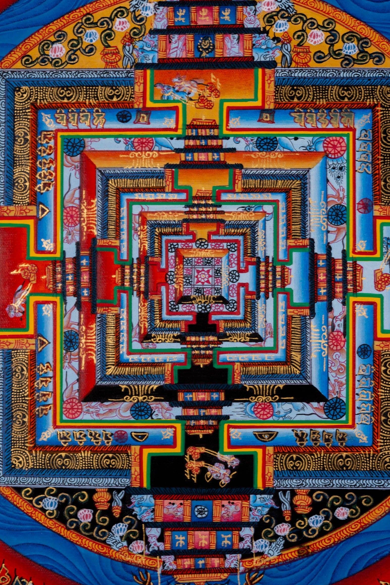 Lotus Kalachakra Mandala Thangka Painting - Himalayas Shop