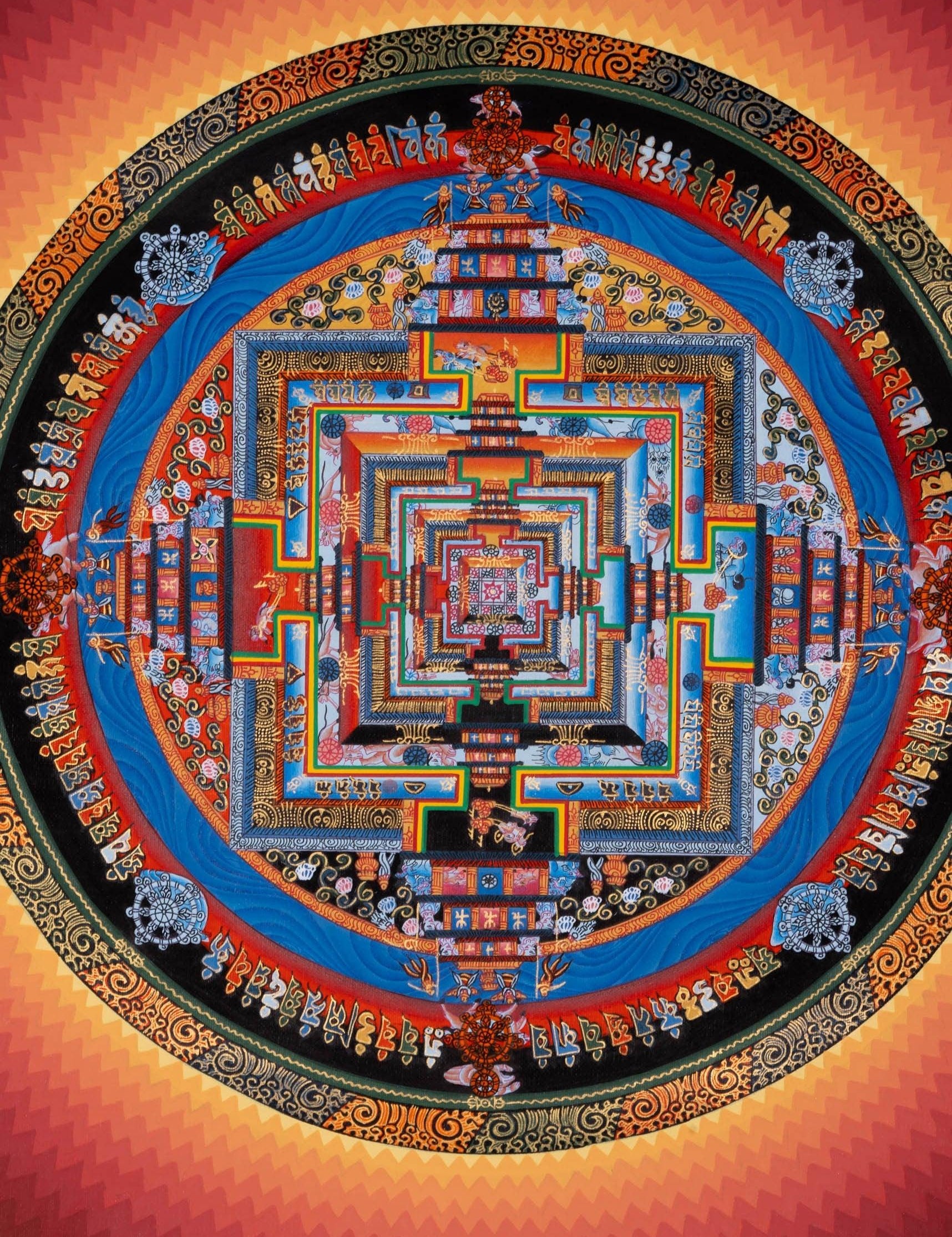 Lotus Kalachakra Mandala Thangka - Himalayas Shop