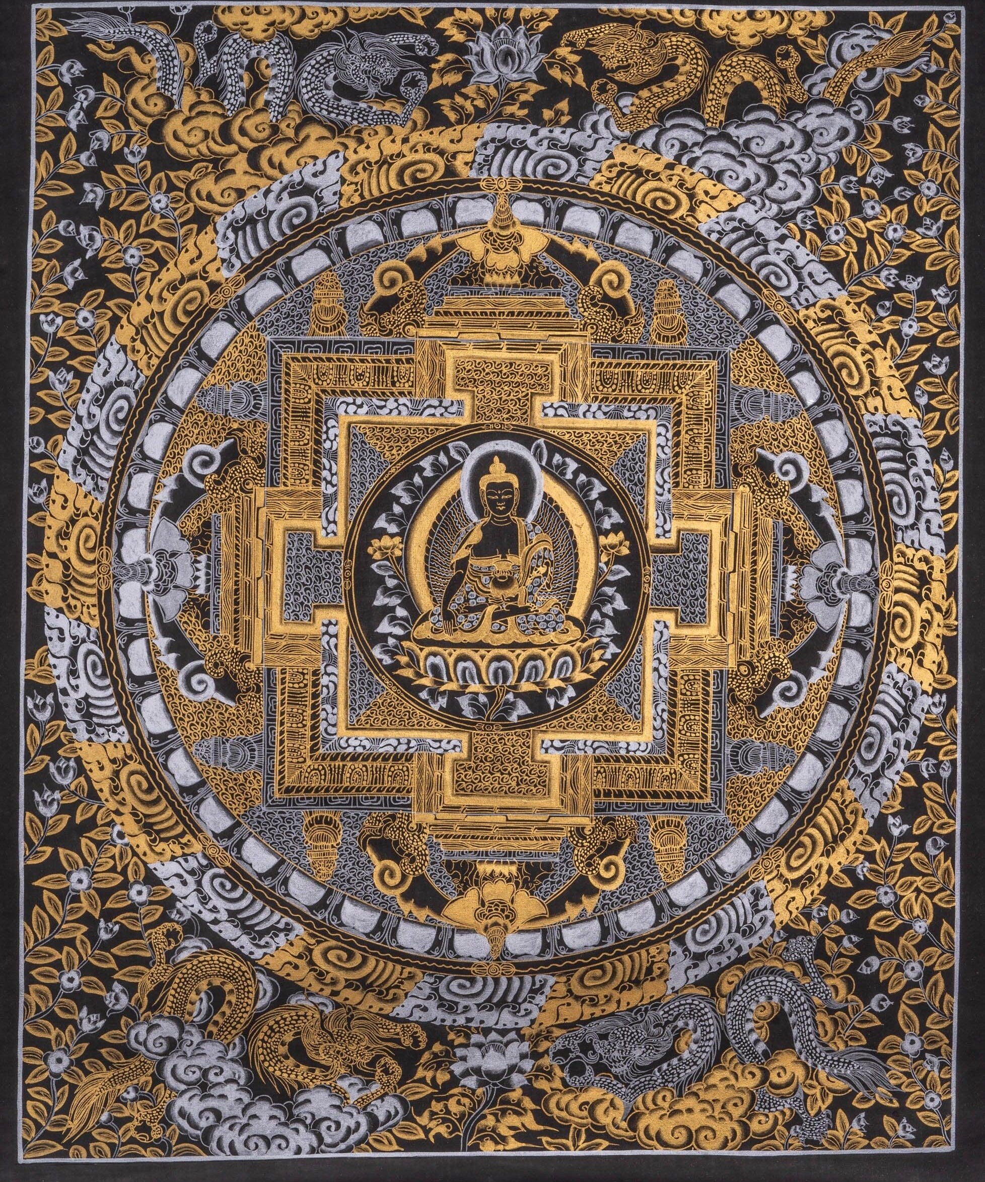 Shakyamuni Buddha Mandala Thangka Painting - Himalayas Shop