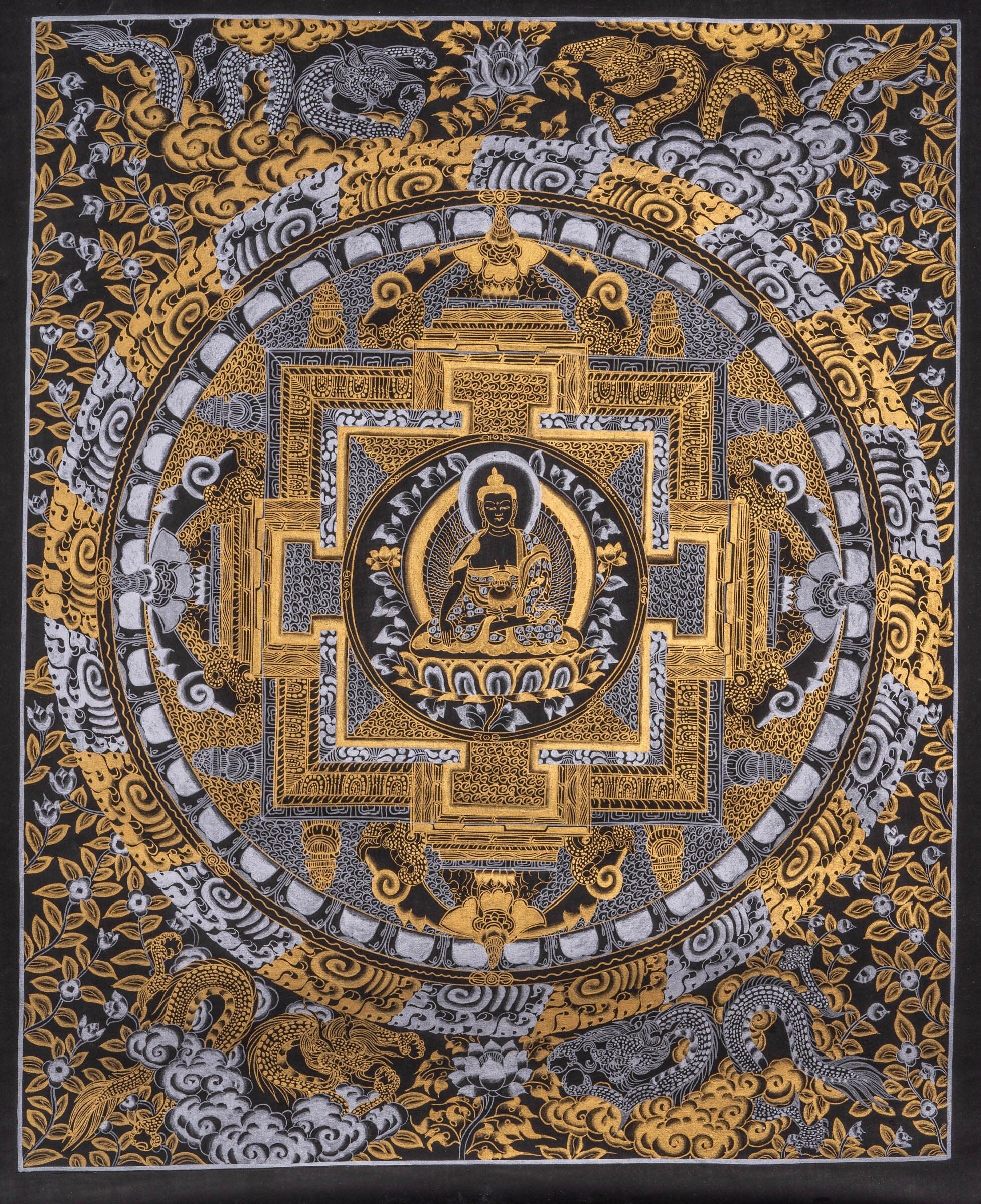 Shakyamuni Buddha Mandala Thangka Painting - Himalayas Shop
