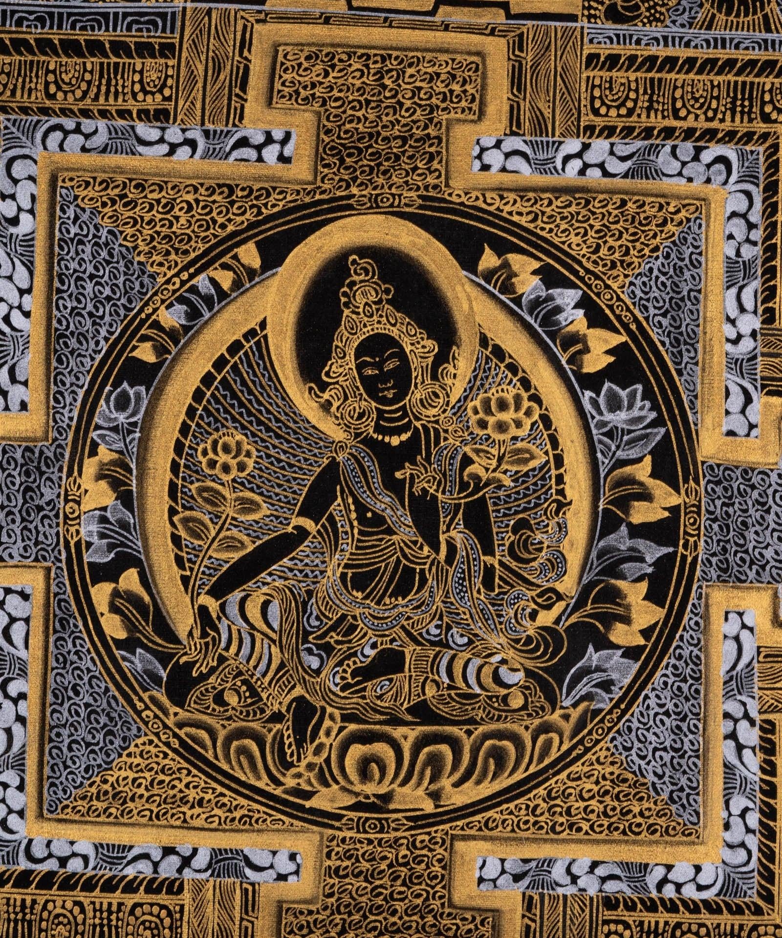 Green Tara Mandala Thangka painting - Himalayas Shop