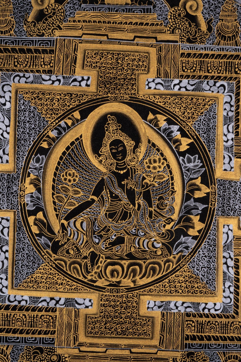 Green Tara Mandala Thangka painting - Himalayas Shop