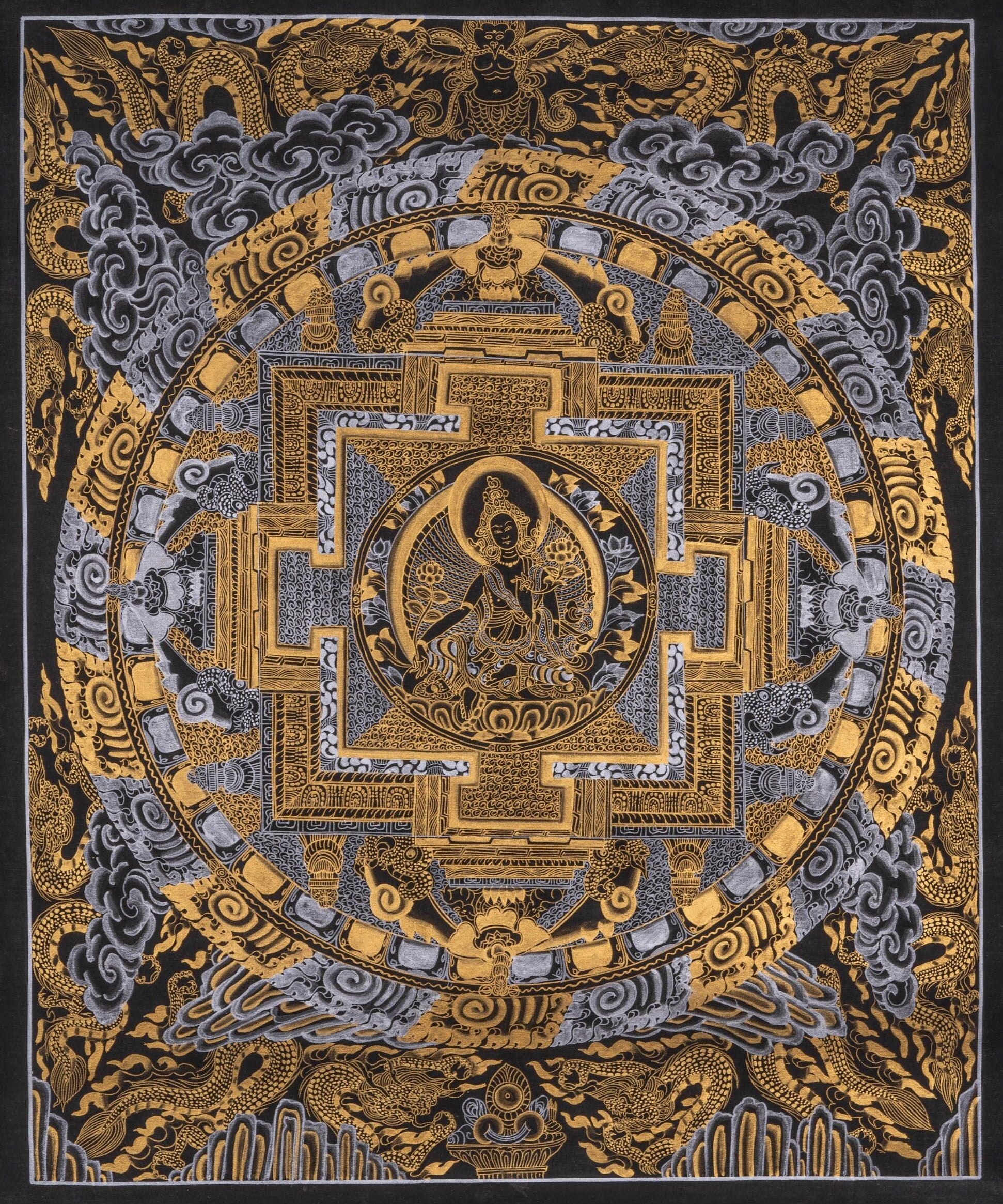 Green Tara Mandala Thangka painting - Himalayas Shop