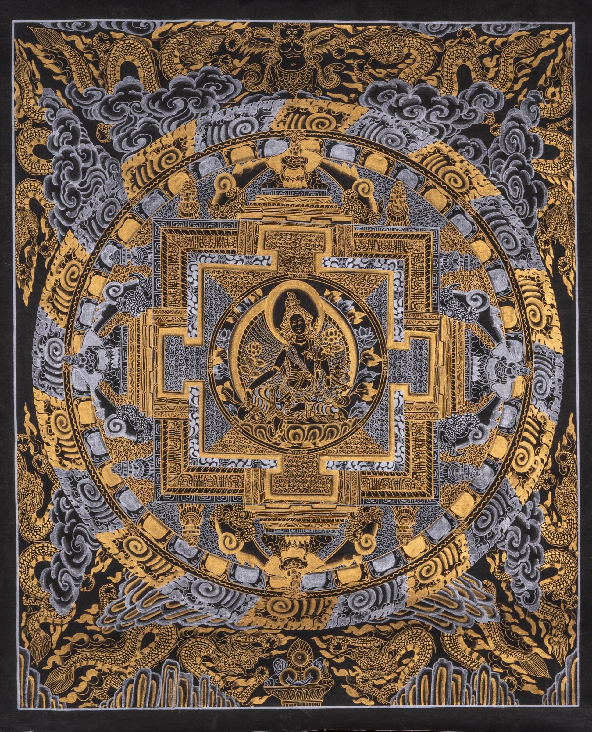 Green Tara Mandala Thangka painting - Himalayas Shop