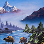 Mount Everest and Mt Ama Dublam Oil Painting - Himalayas Shop
