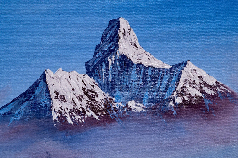Mount Everest and Mt Ama Dublam Oil Painting - Himalayas Shop