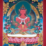 Amitayus Buddha Thangka Painting on lotus