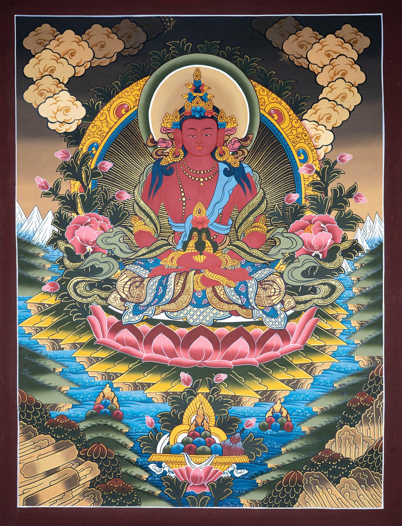 Amitabha Red Buddha of long life thangka painting