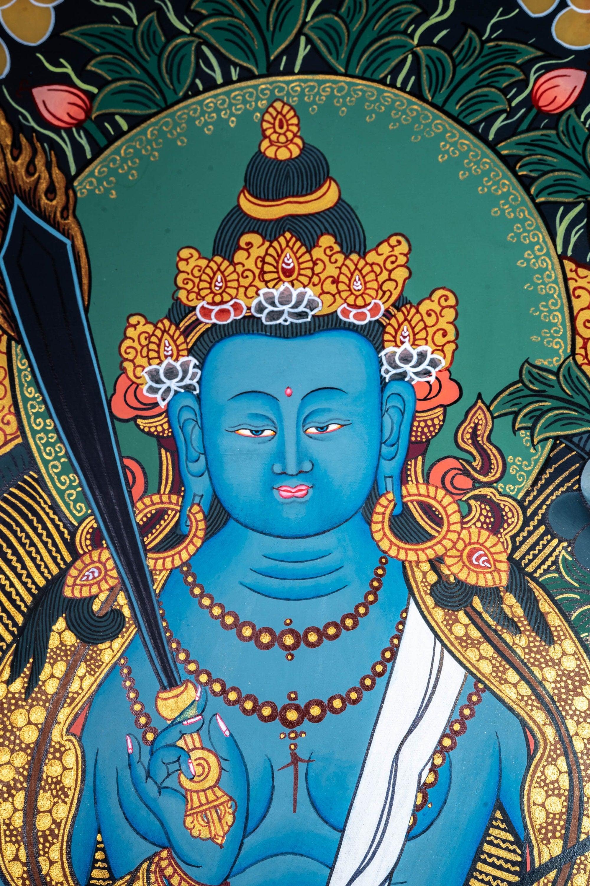 Blue healing medicine buddha chinses style