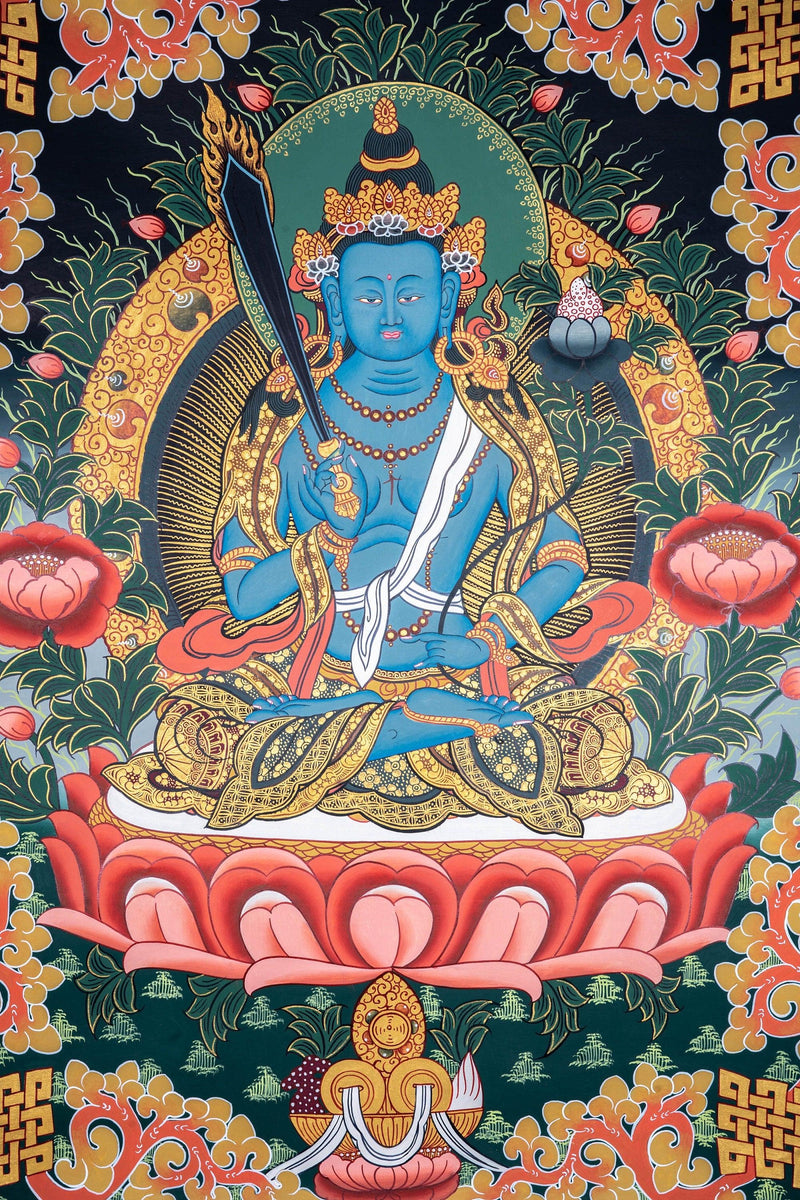 Manjushri Thangka painting in Chinses Style 