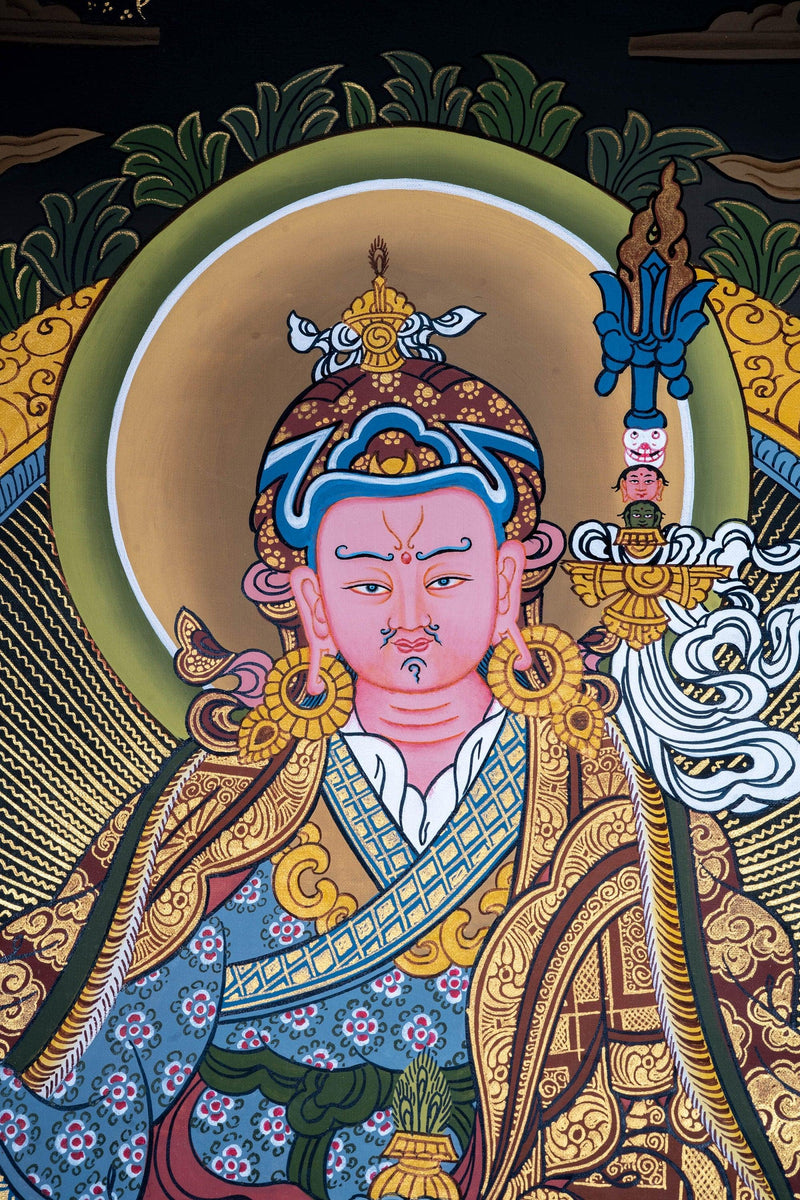 Guru Padmasambhava Thangka painting on lotus