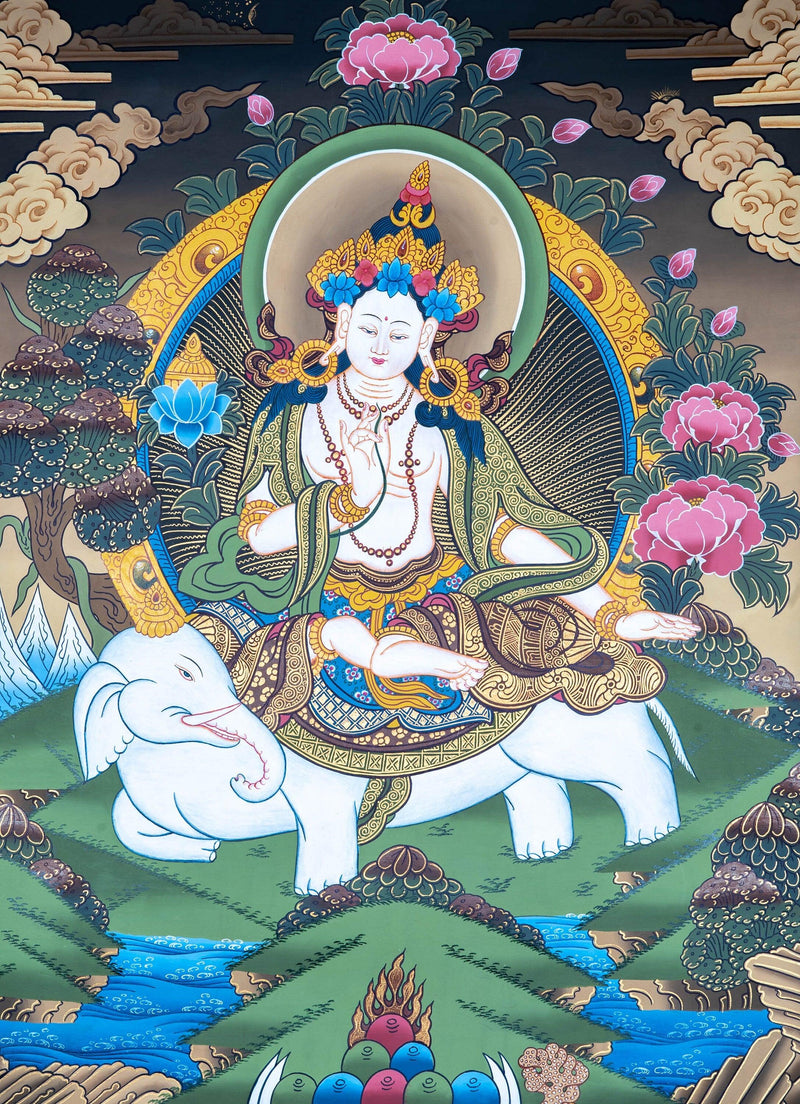 Tara on elephant thangka painting