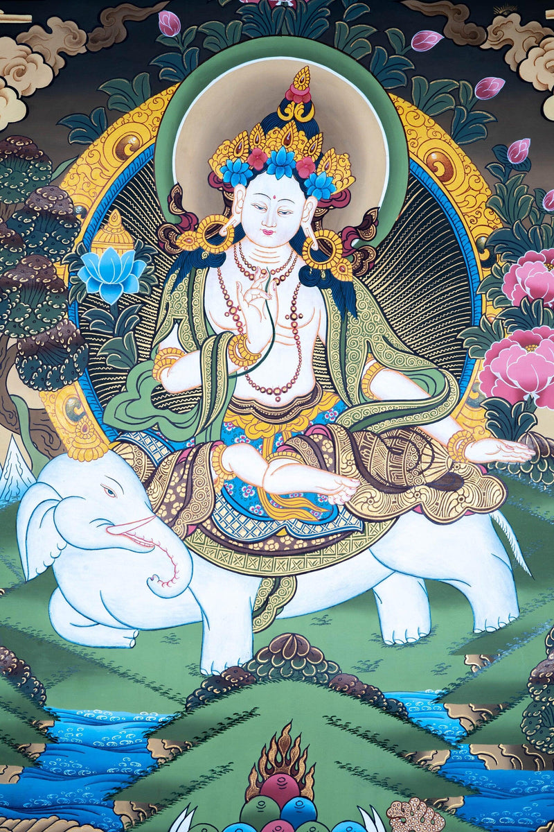 Tara on elephant thangka painting