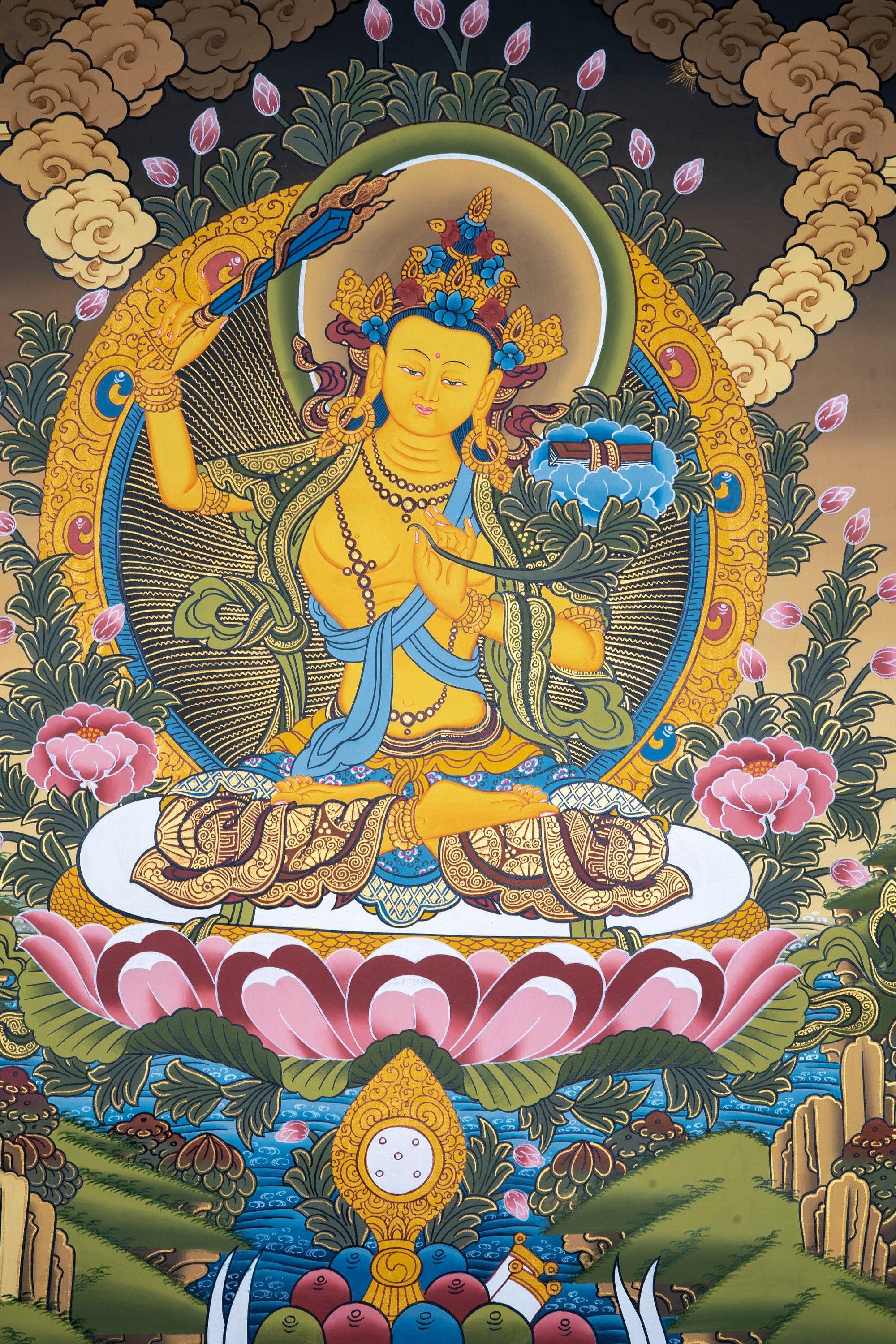 Manjushri Thangka Painting on canvas 