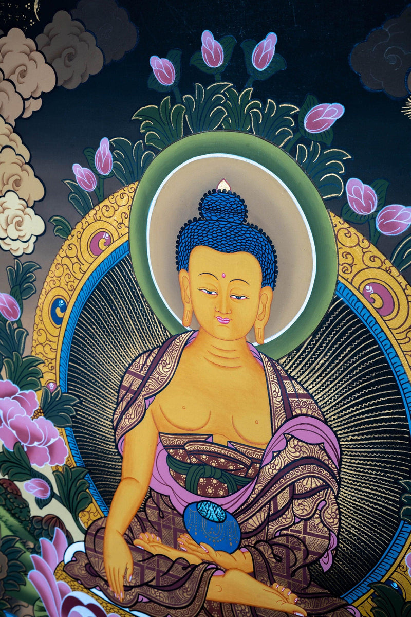 Shakyamuni Buddha Thangka. Tangka scroll painting of Budha