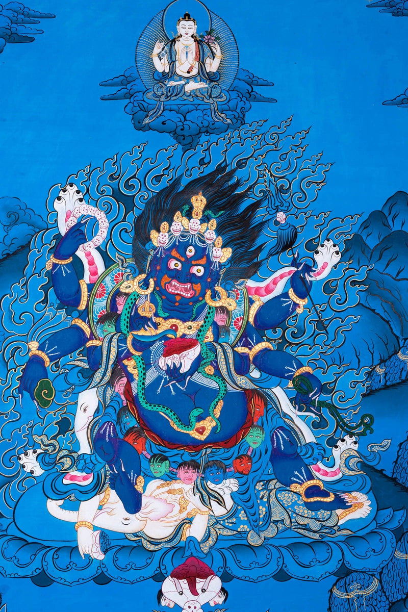 6 arm Mahakala Thangka Painting - Himalayas Shop