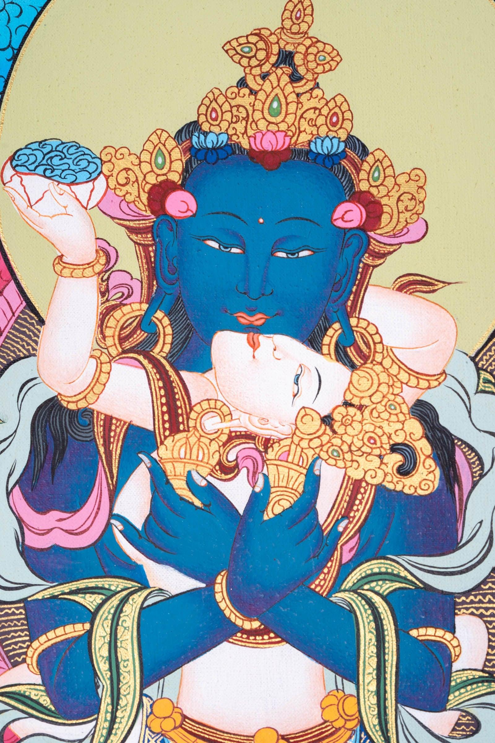 Thangka of Bajradhara with Shakti - Himalayas Shop