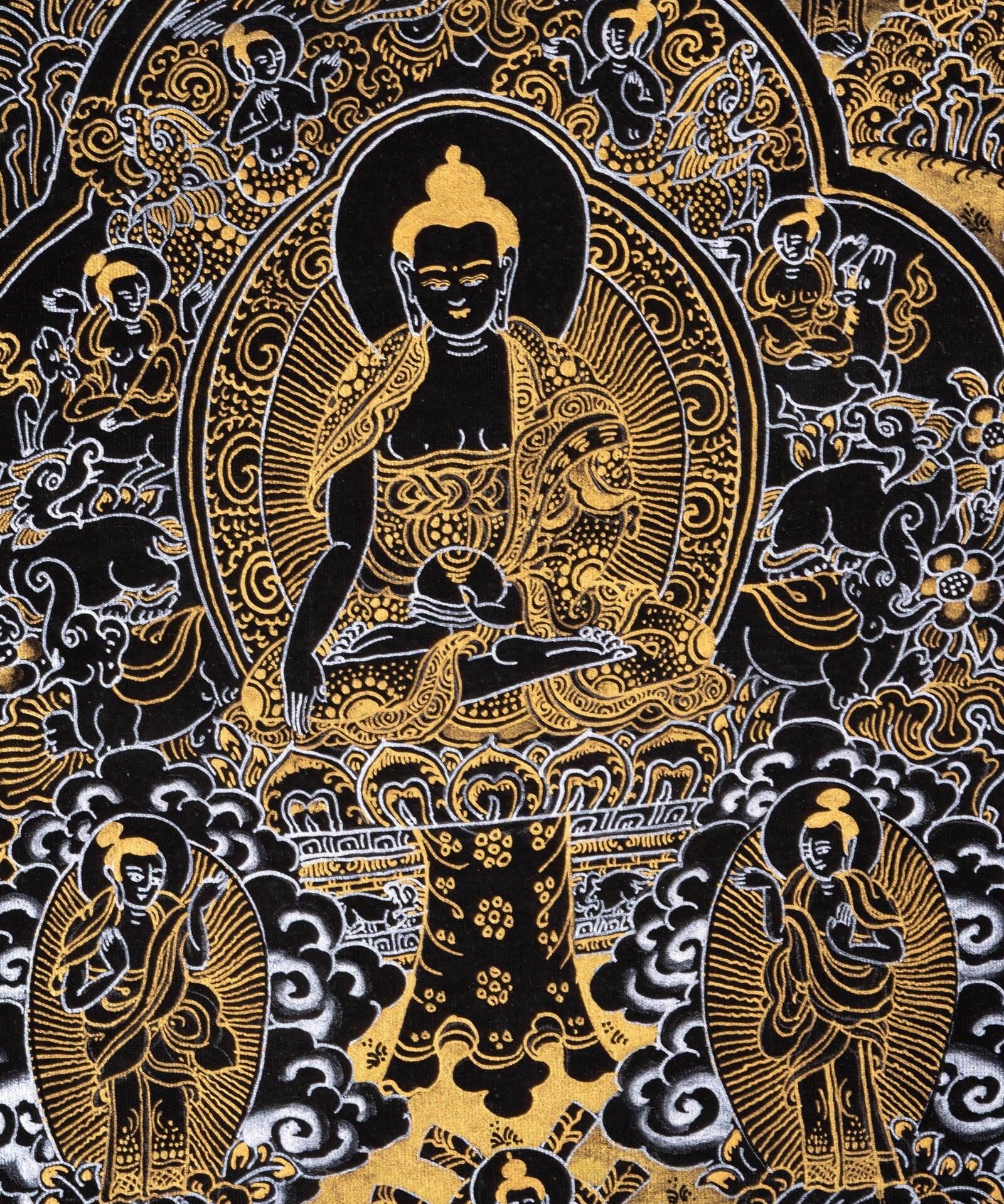 Wall hanging Buddha Enlightenment Thangka - Himalayas Shop