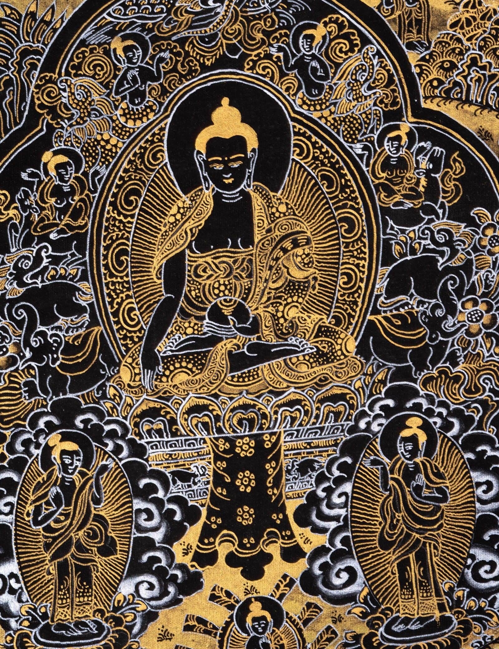 Wall hanging Buddha Enlightenment Thangka - Himalayas Shop