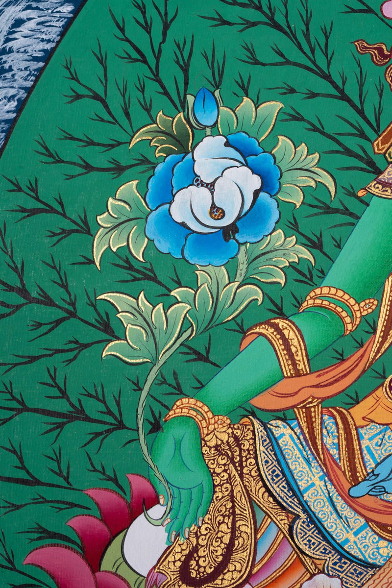 Green Tara (Leaf)  thangka - Himalayas Shop