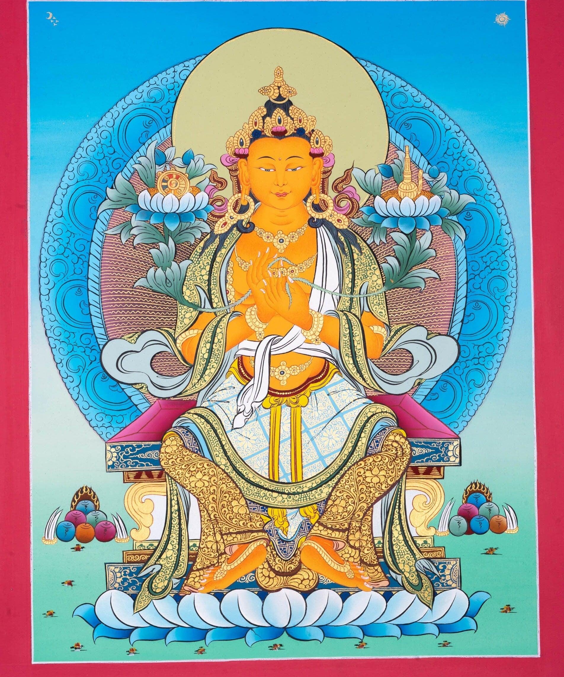 Maitreya Buddha Thangka Art - Himalayas Shop