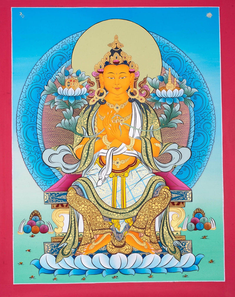 Maitreya Buddha Thangka Art - Himalayas Shop