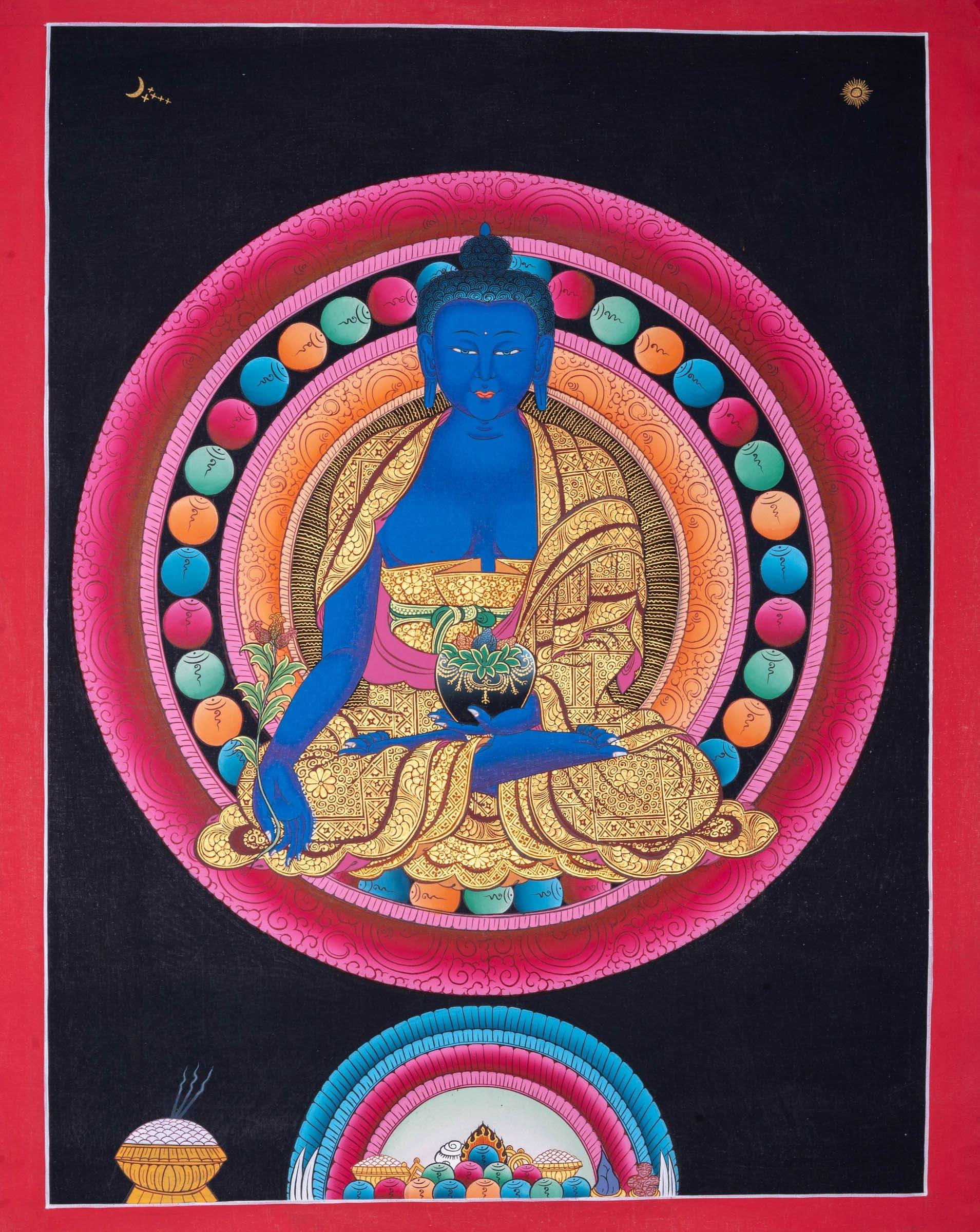 Medicine Buddha  Thangka Painting - Himalayas Shop