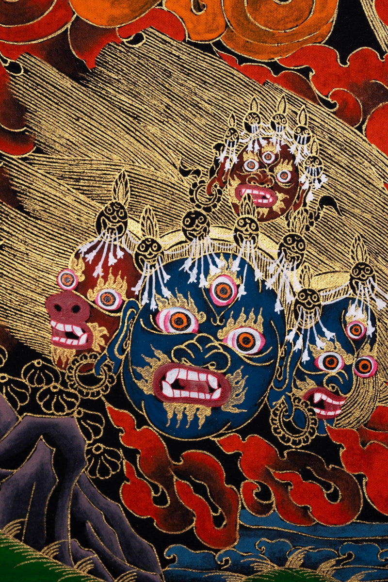 Thangka Painting of Yamantaka Head - Himalayas Shop