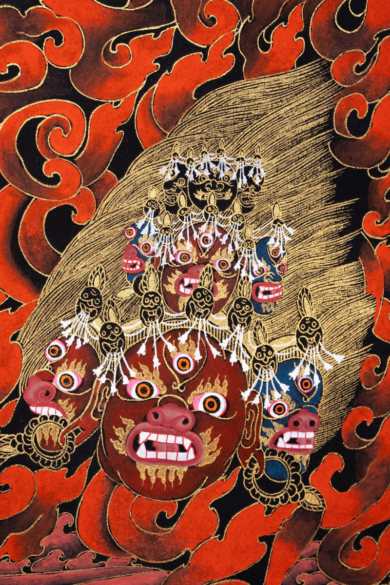 Thangka Painting of Yamantaka Head - Himalayas Shop