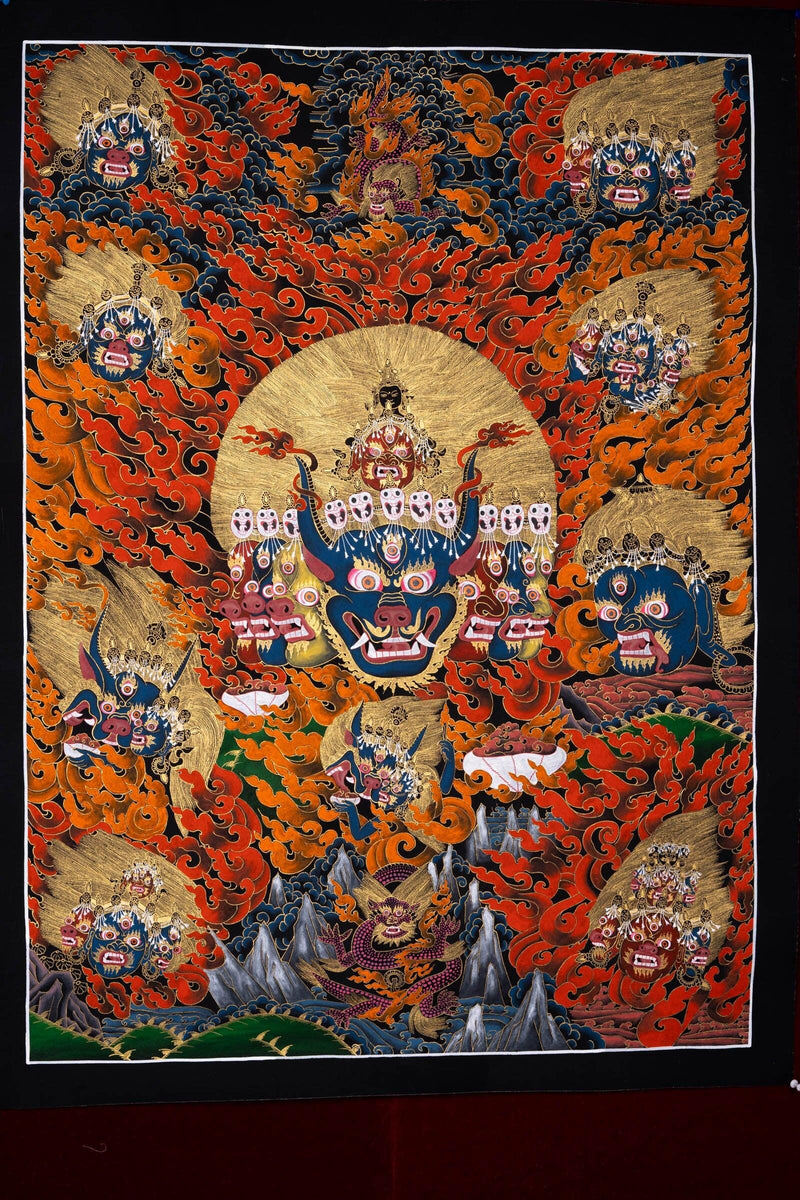 Thangka Painting of Yamantaka Head - Himalayas Shop