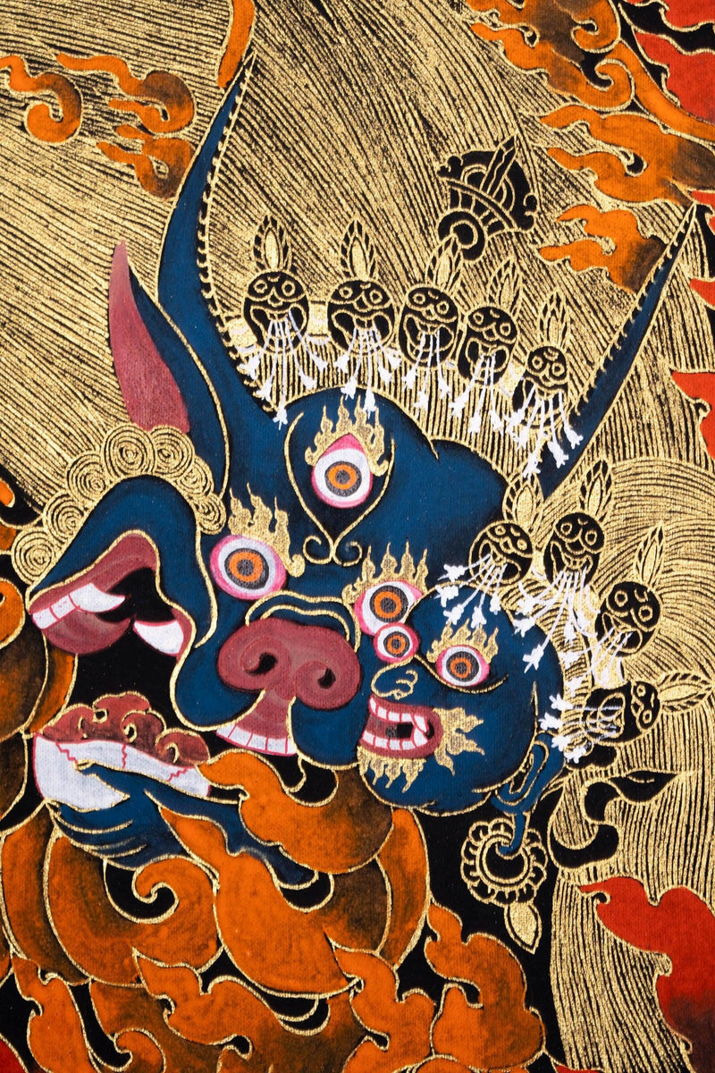 Thangka Painting of Yamantaka Head - Himalayas Shop