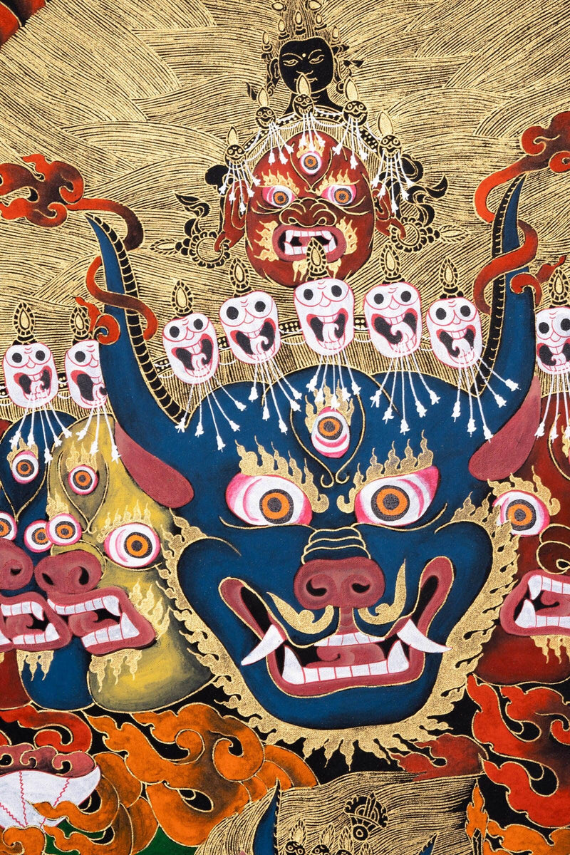 Thangka Painting of Yamantaka Head - Himalayas Shop