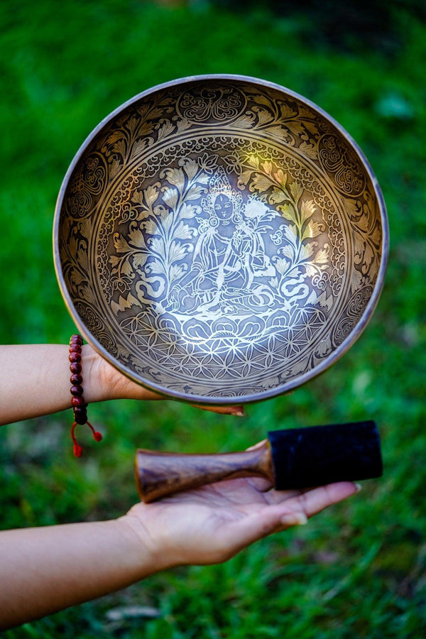 9-inch White Tara Singing Bowl 