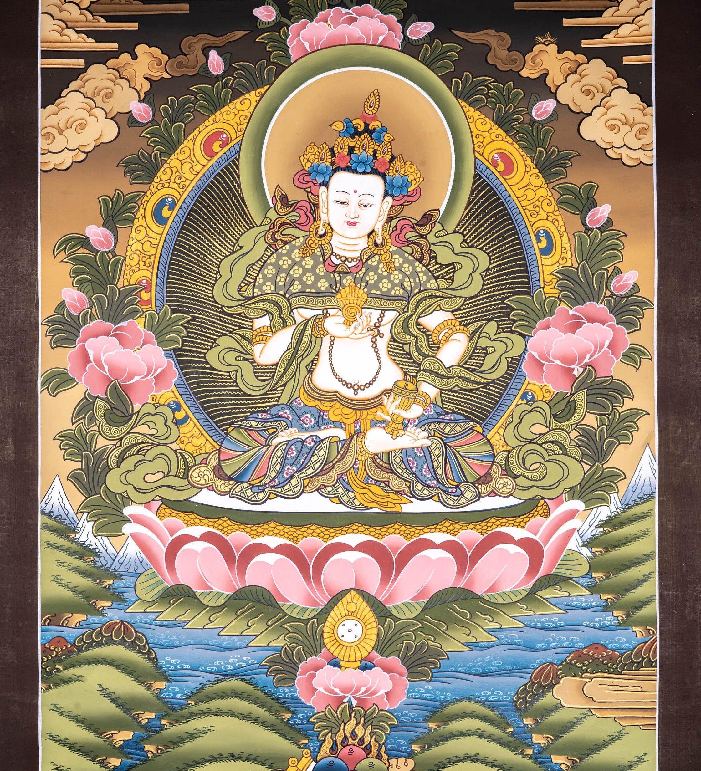 Great Purifier Vajrasattva  - Genuine Thangka Painting - Himalayas Shop