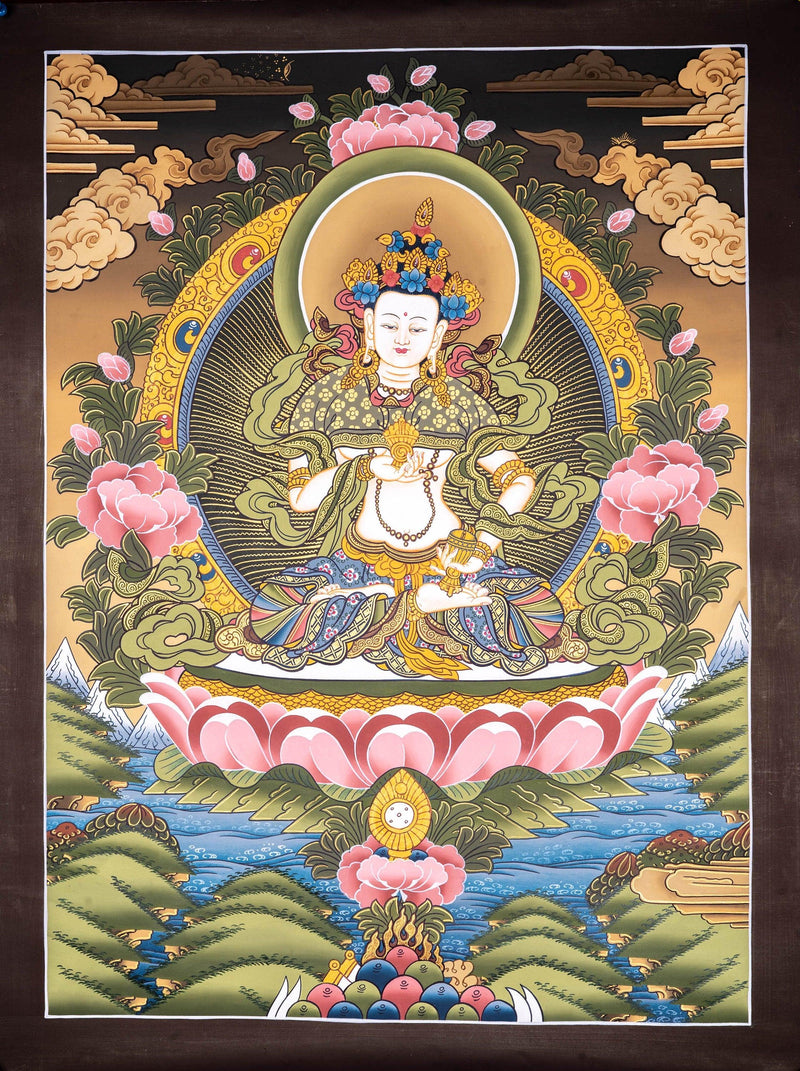 Great Purifier Vajrasattva  - Genuine Thangka Painting - Himalayas Shop