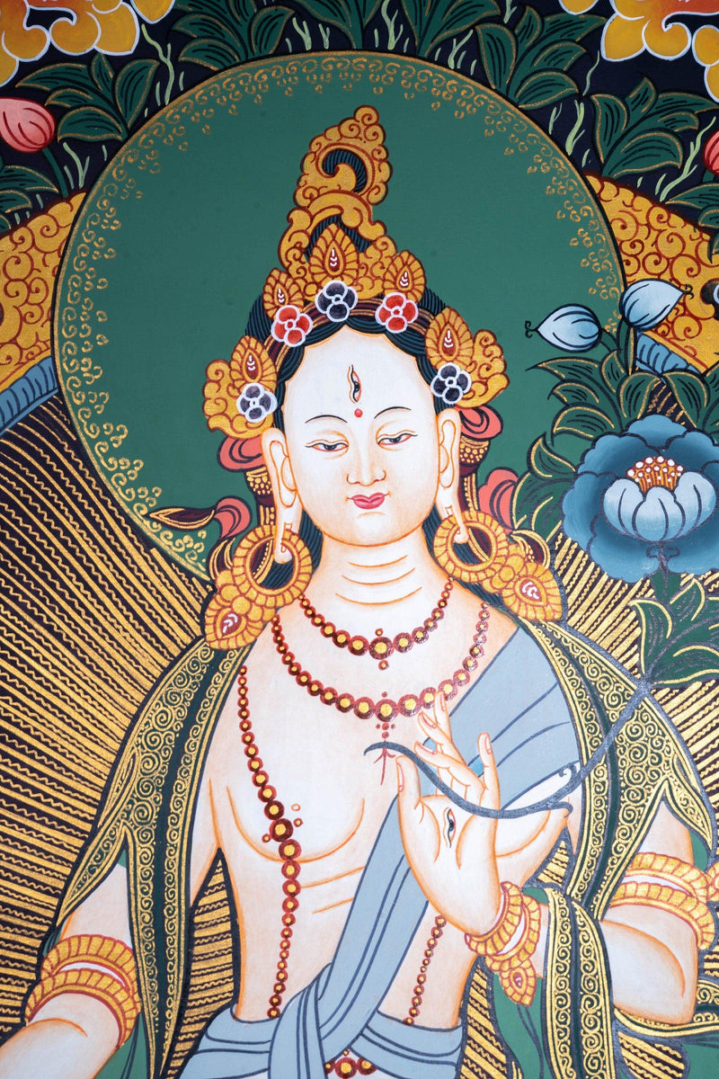 White Tara Thangka Painting - Himalayas Shop