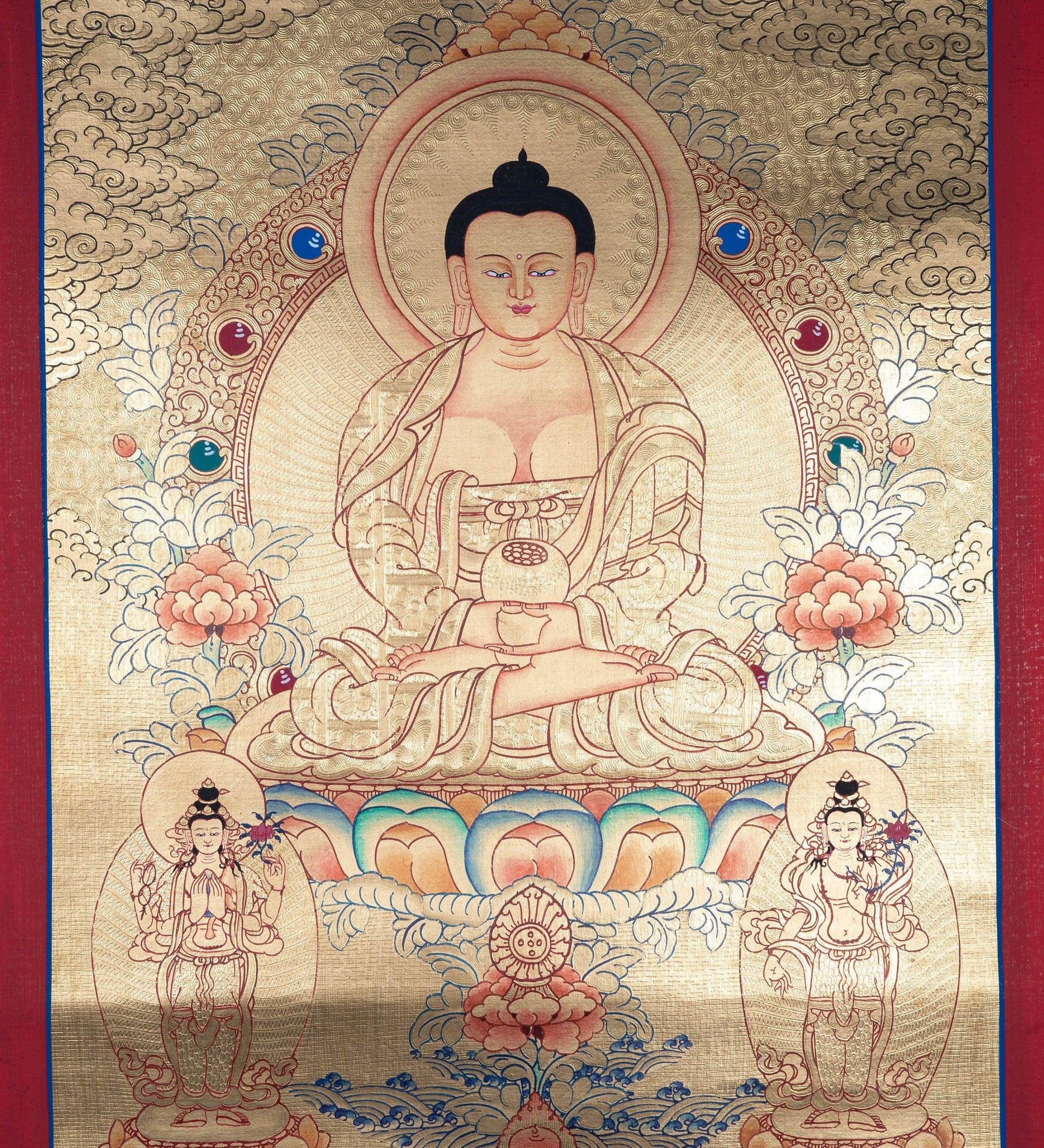 Lyap Long Life Amitabha Buddha Thangka - Himalayas Shop