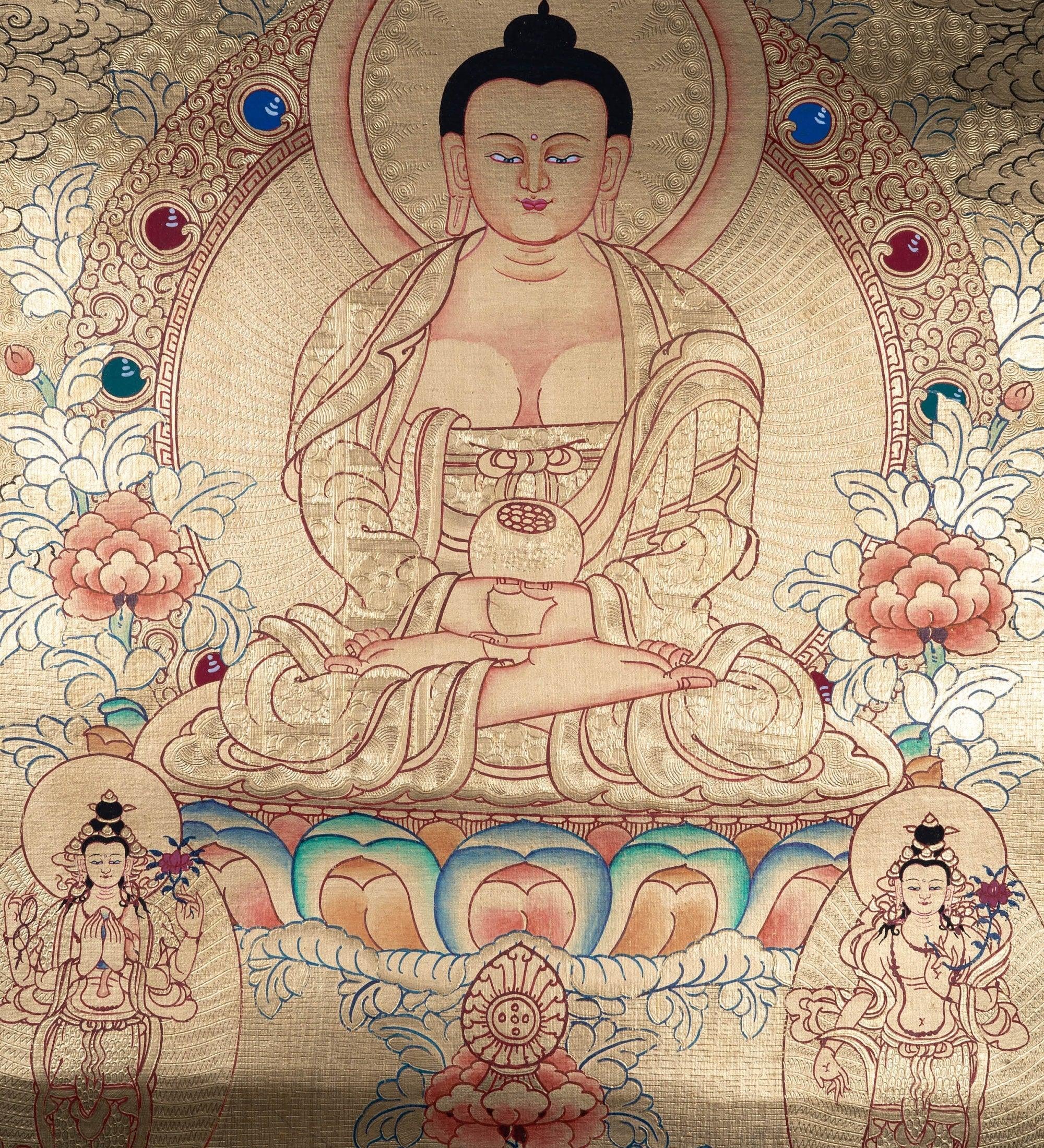 Lyap Long Life Amitabha Buddha Thangka - Himalayas Shop