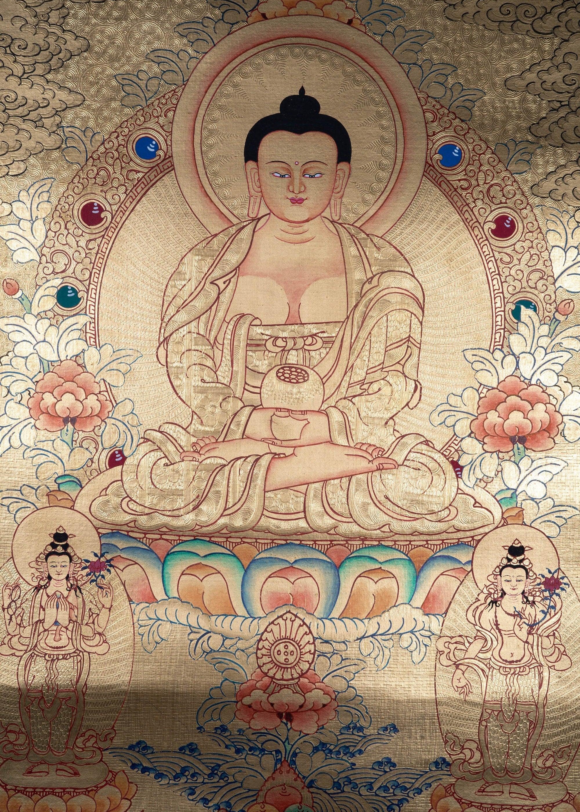 Lyap Long Life Amitabha Buddha Thangka - Himalayas Shop