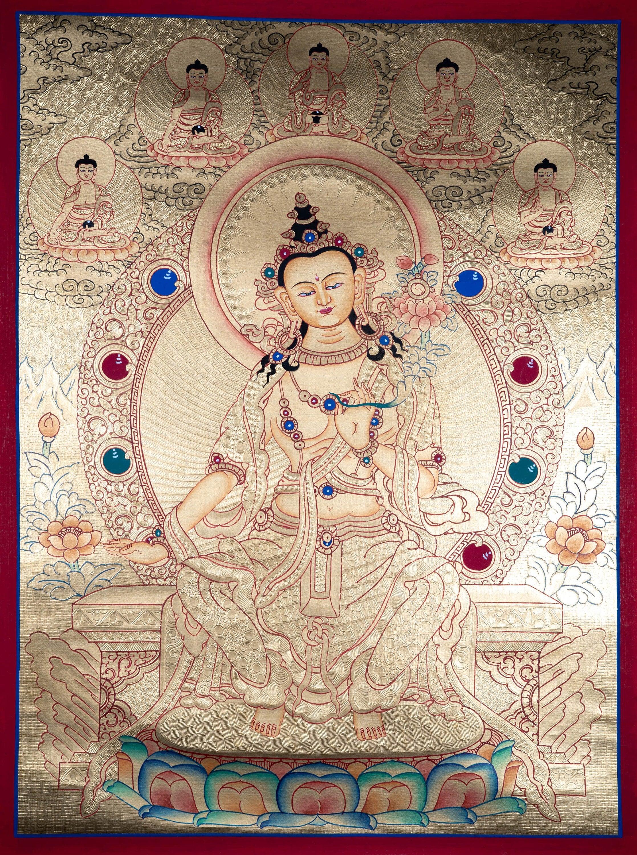 Lyap Maitreya Buddha Thangka Painting - Himalayas Shop