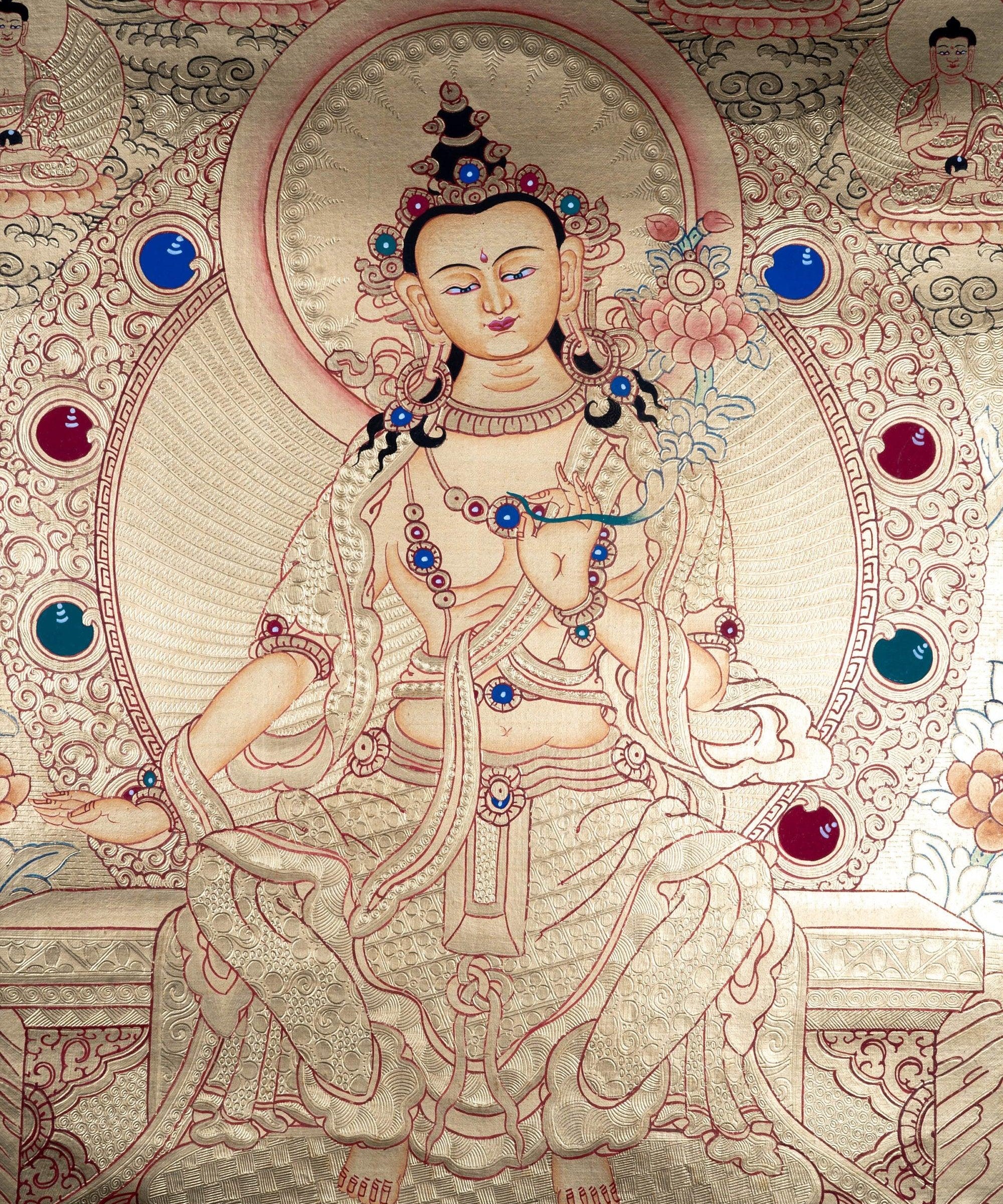 Lyap Maitreya Buddha Thangka Painting - Himalayas Shop